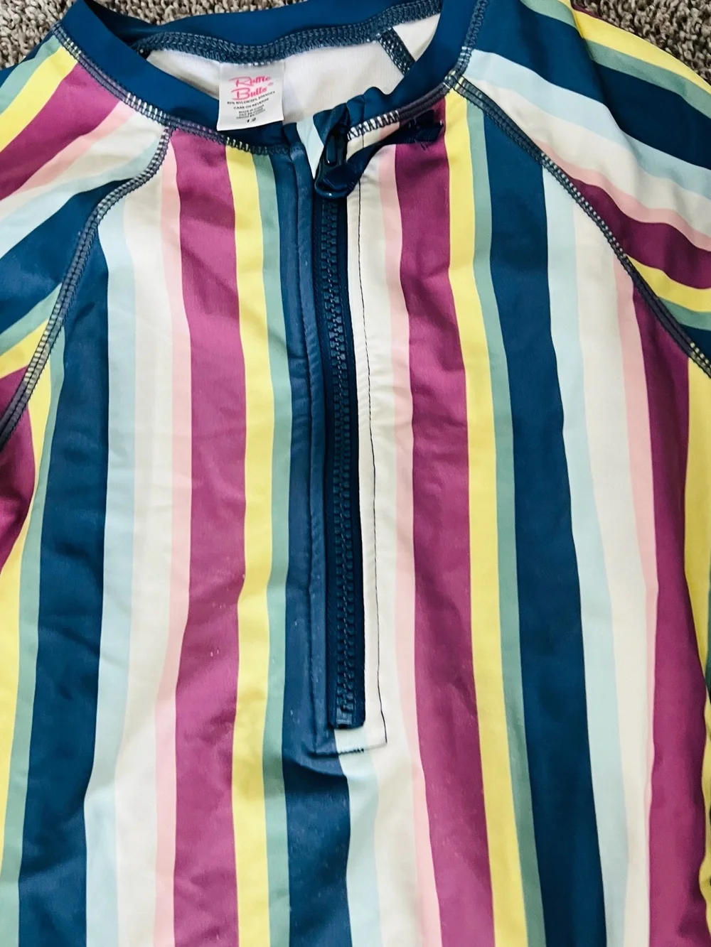 Long Sleeve One-Piece Swimsuit - Multi-Stripe